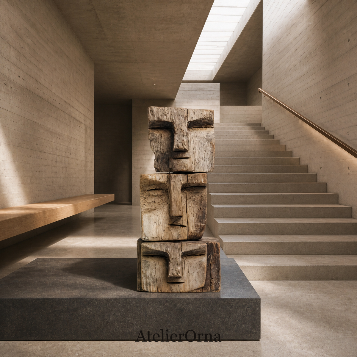 Triple Tiered Primitive Totem Sculpture