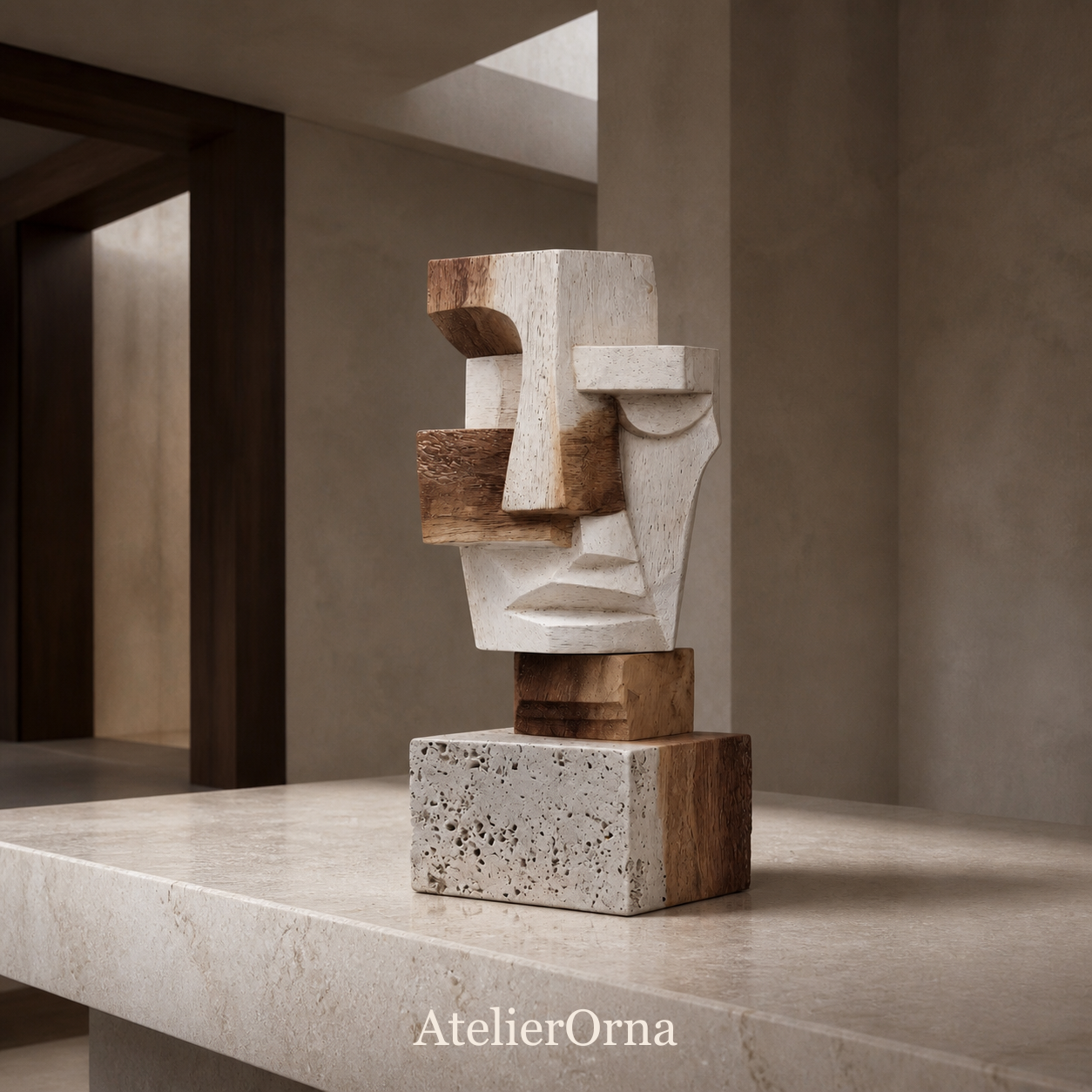 Fragmented Cubist Gaze | Wood Sculpture