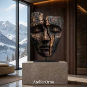 Ancestral Split Wooden Mask Sculpture | Wood Sculpture