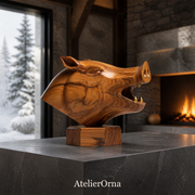 Zebrawood Boar Sculpture