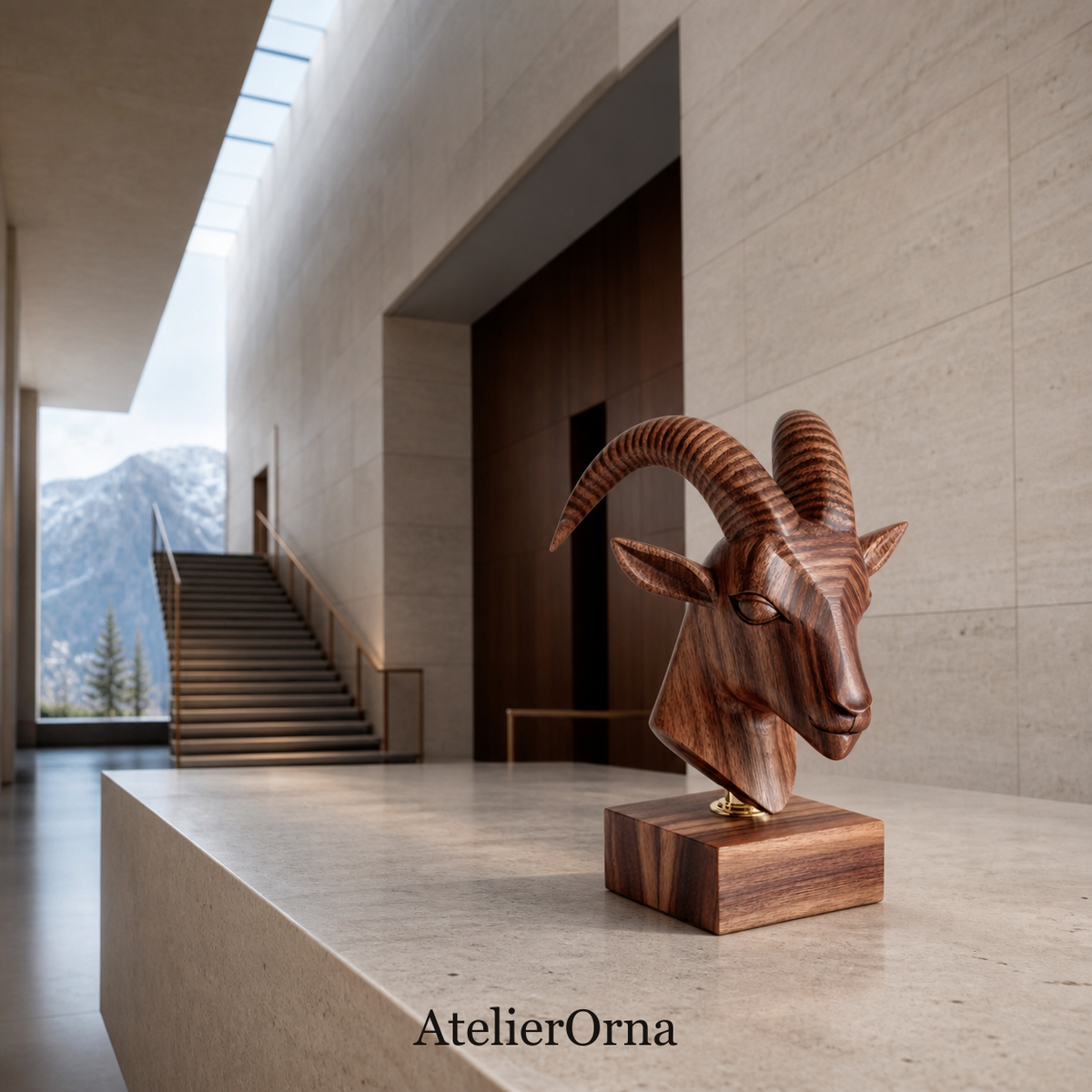 Geometric Ibex Sculpture