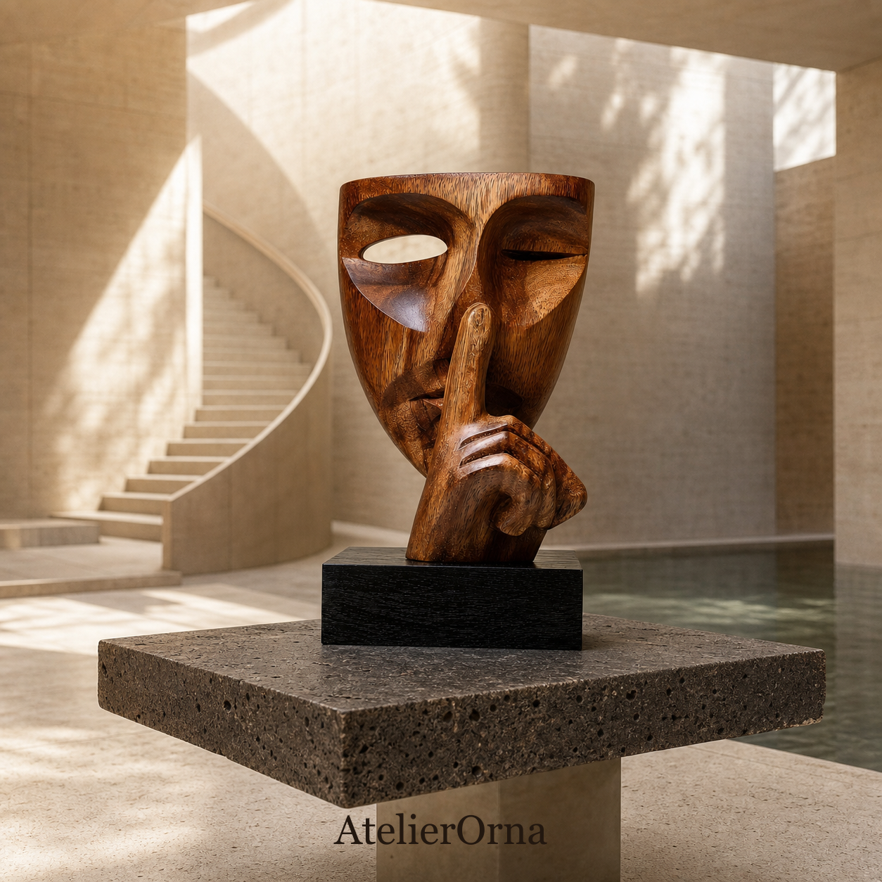 Polished Silence Mask Sculpture