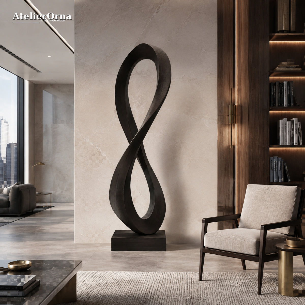 Large Wood Sculpture | Twisted Infinity Form