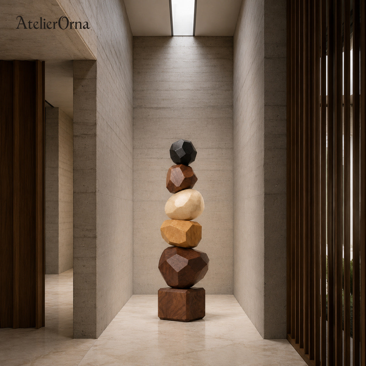 Large Wood Sculpture | Prism Light Balance