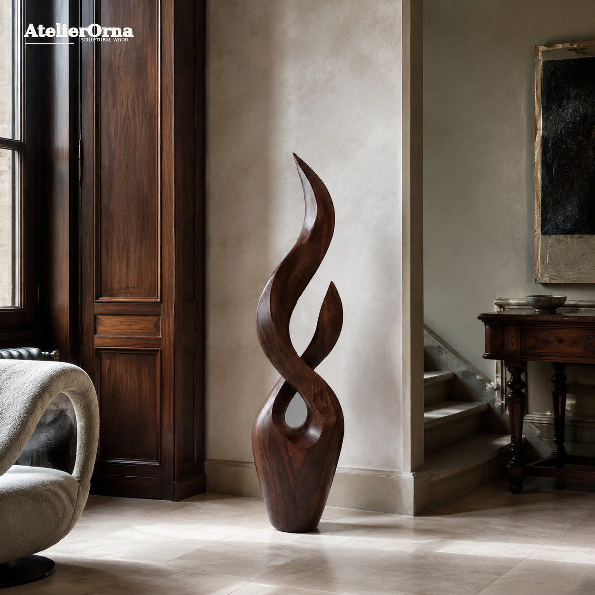 Large Wood Sculpture | Infinity Flame Knot