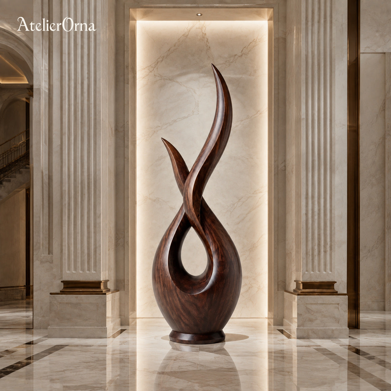 Large Wood Sculpture | Infinity Flame Knot