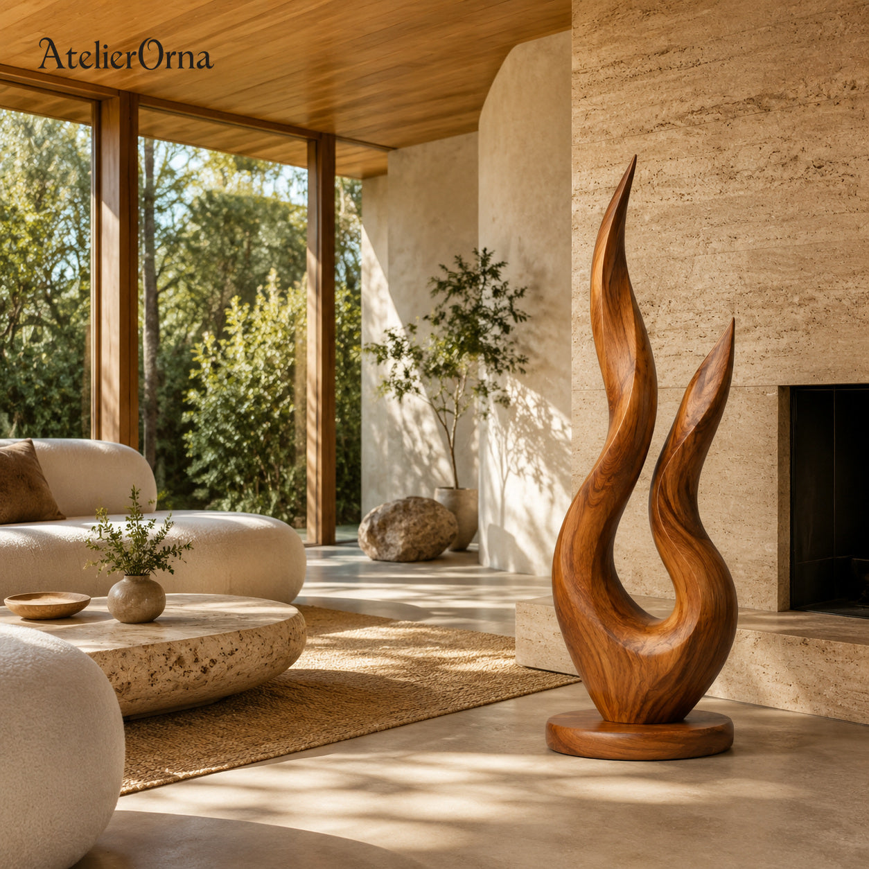 Large Wood Sculpture | Twin Flame Swell