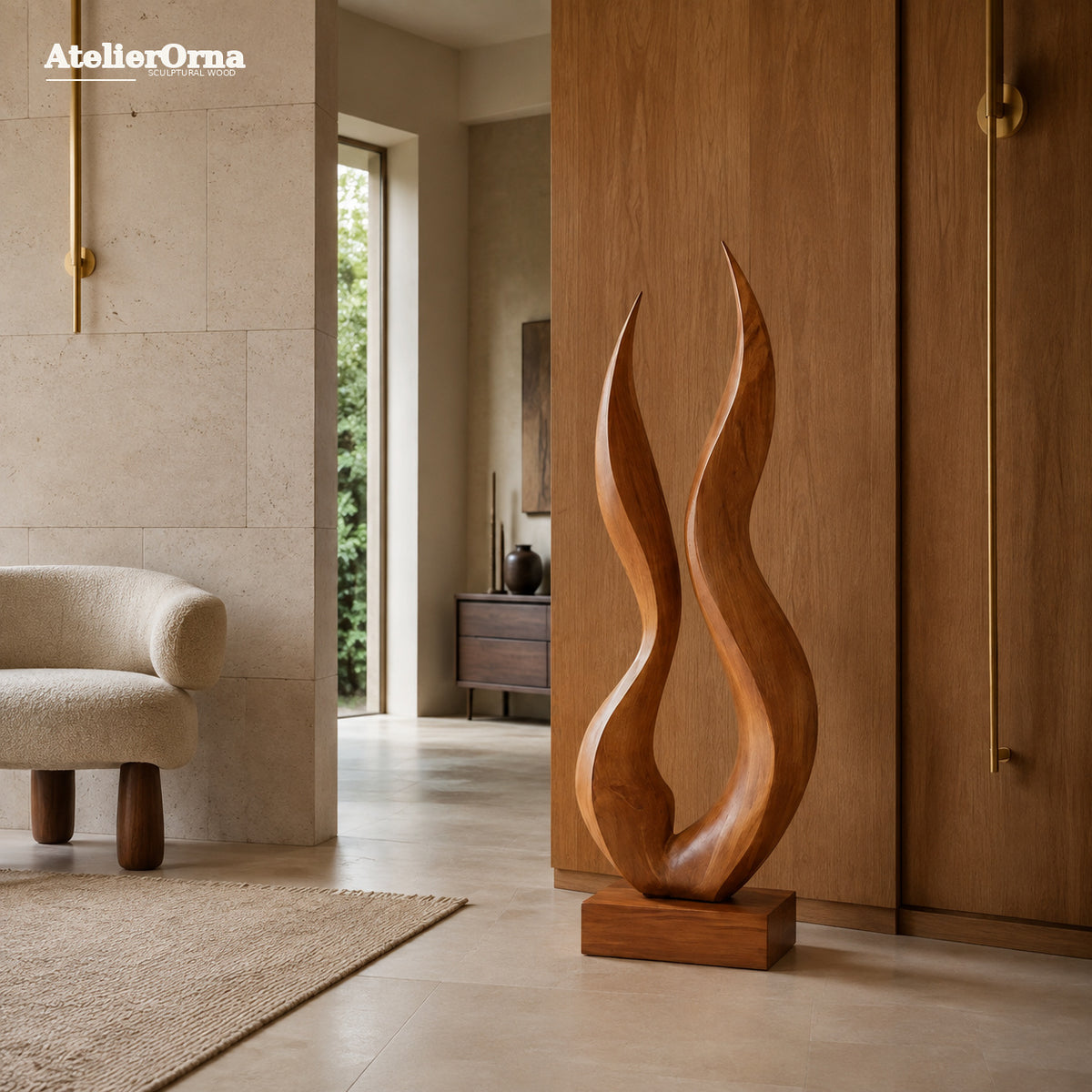 Large Wood Sculpture | Twin Flame Swell