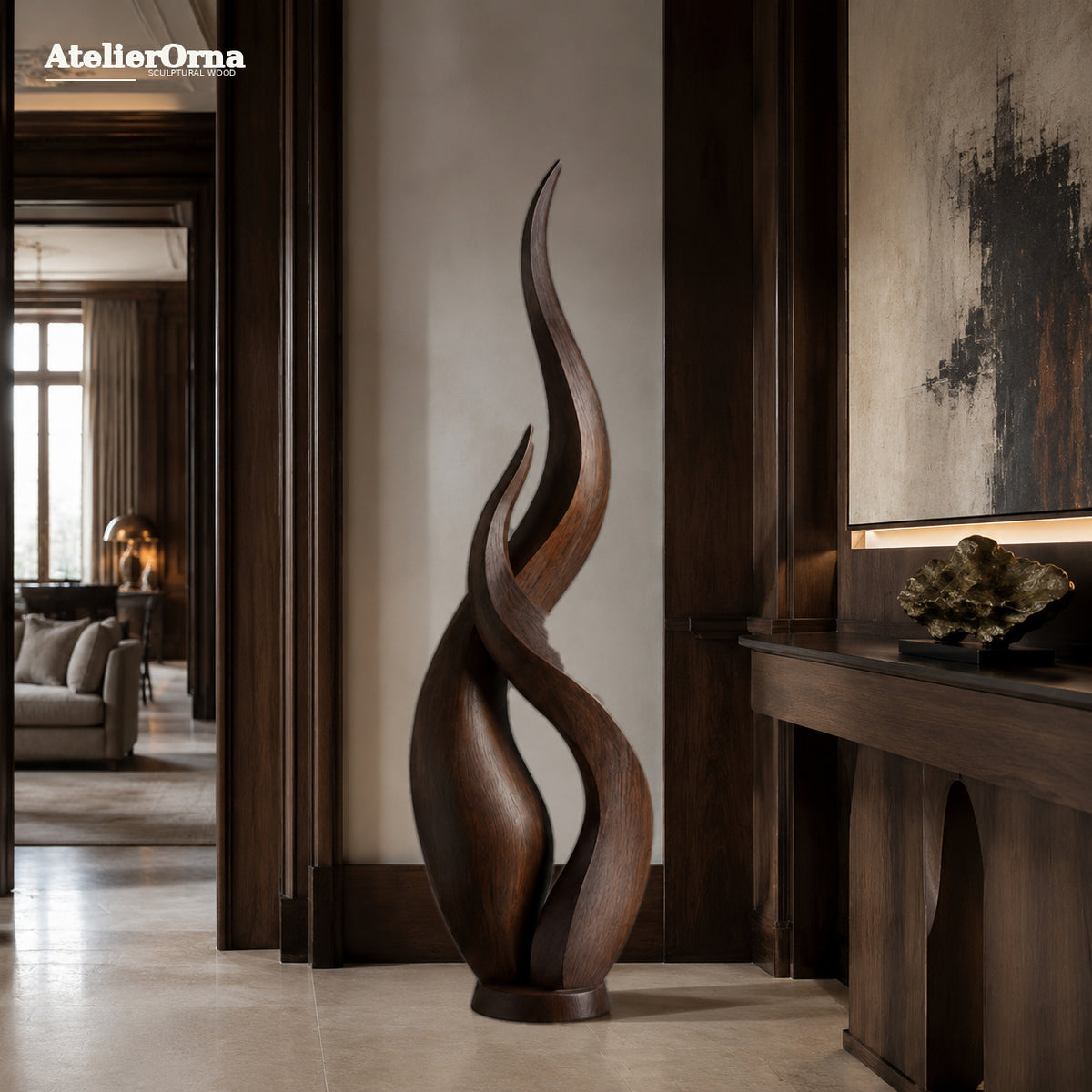 Large Wood Sculpture | Twin Flame Whisper