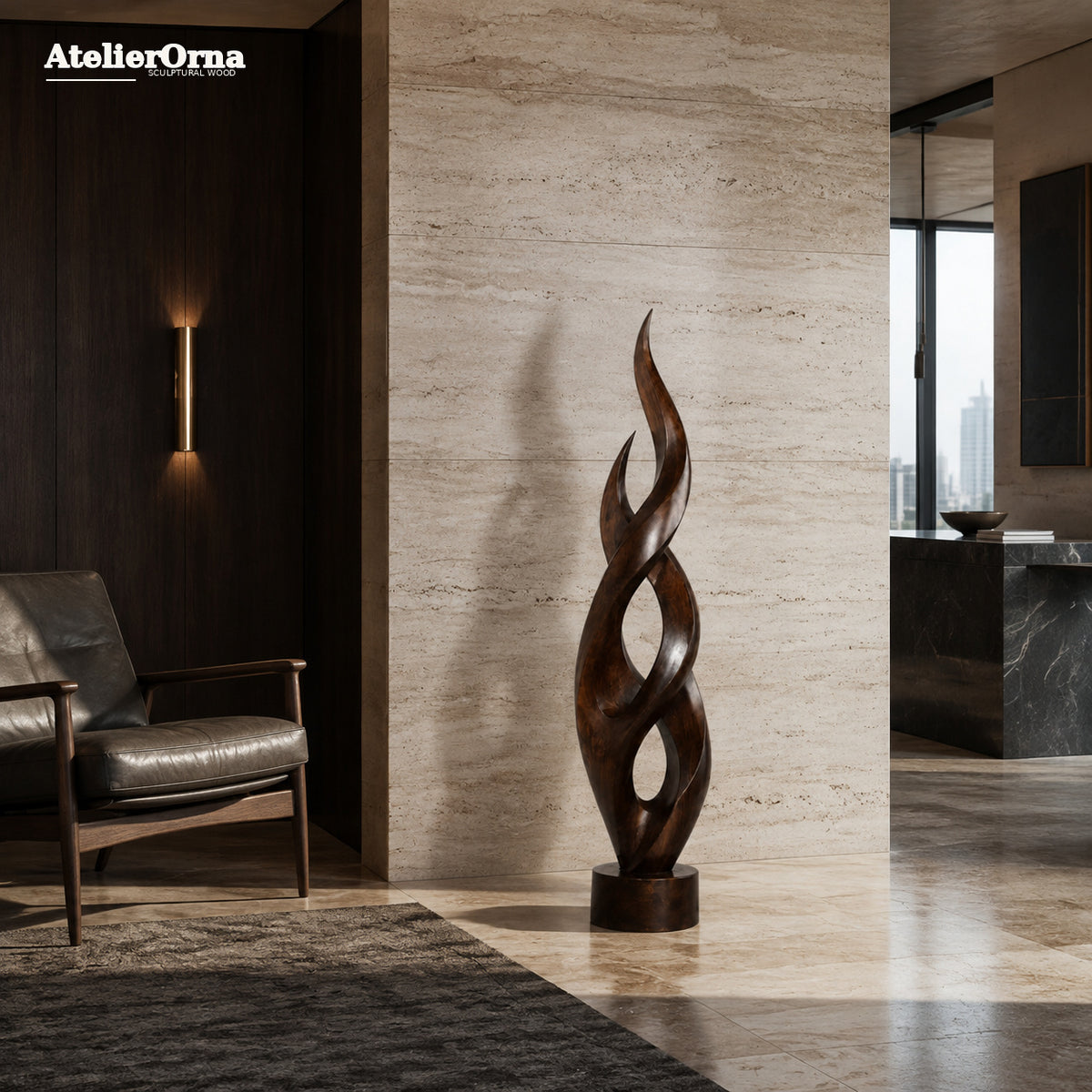 Large Wood Sculpture | Celestial Motion Form