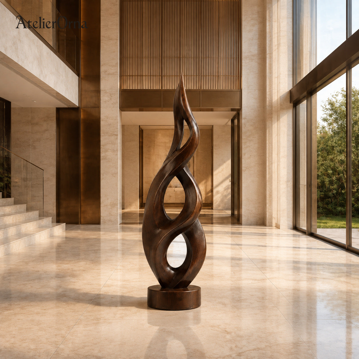 Large Wood Sculpture | Celestial Motion Form