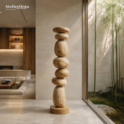 Large Wood Sculpture | Stacked Light Cairn