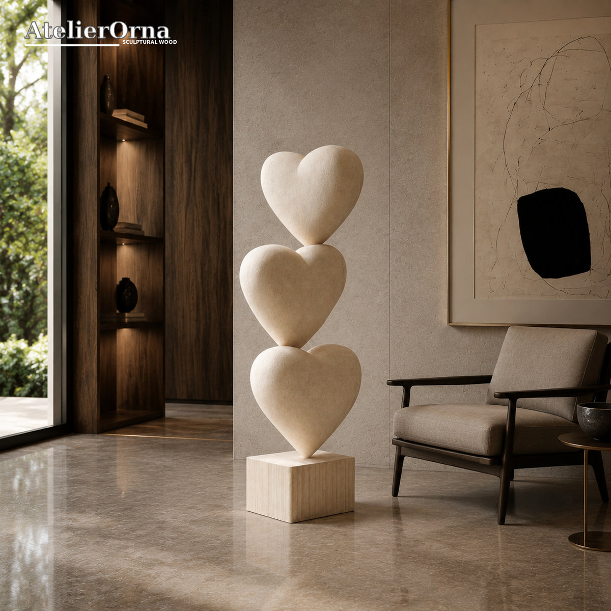 Large Wood Sculpture | Hearts Ascending