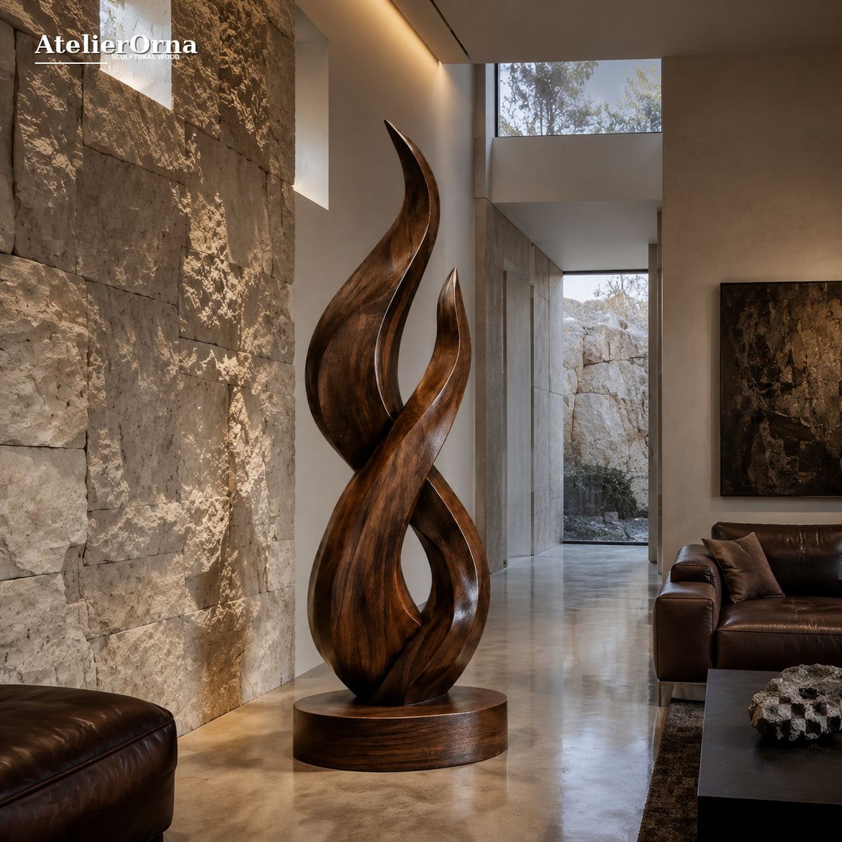 Large Wood Sculpture | Entwined Flames