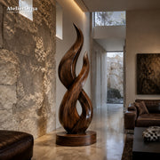 Large Wood Sculpture | Entwined Flames