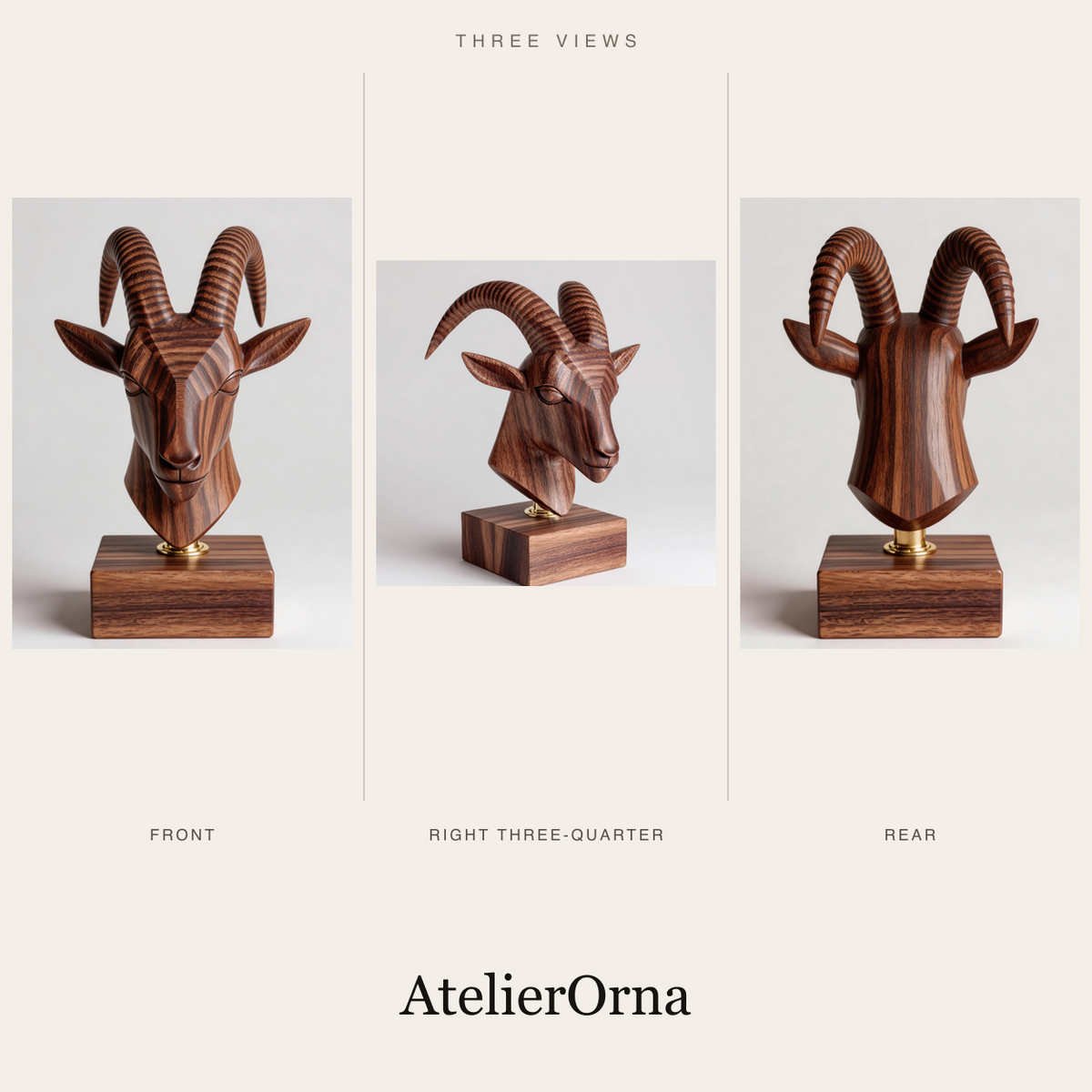 Geometric Ibex Sculpture