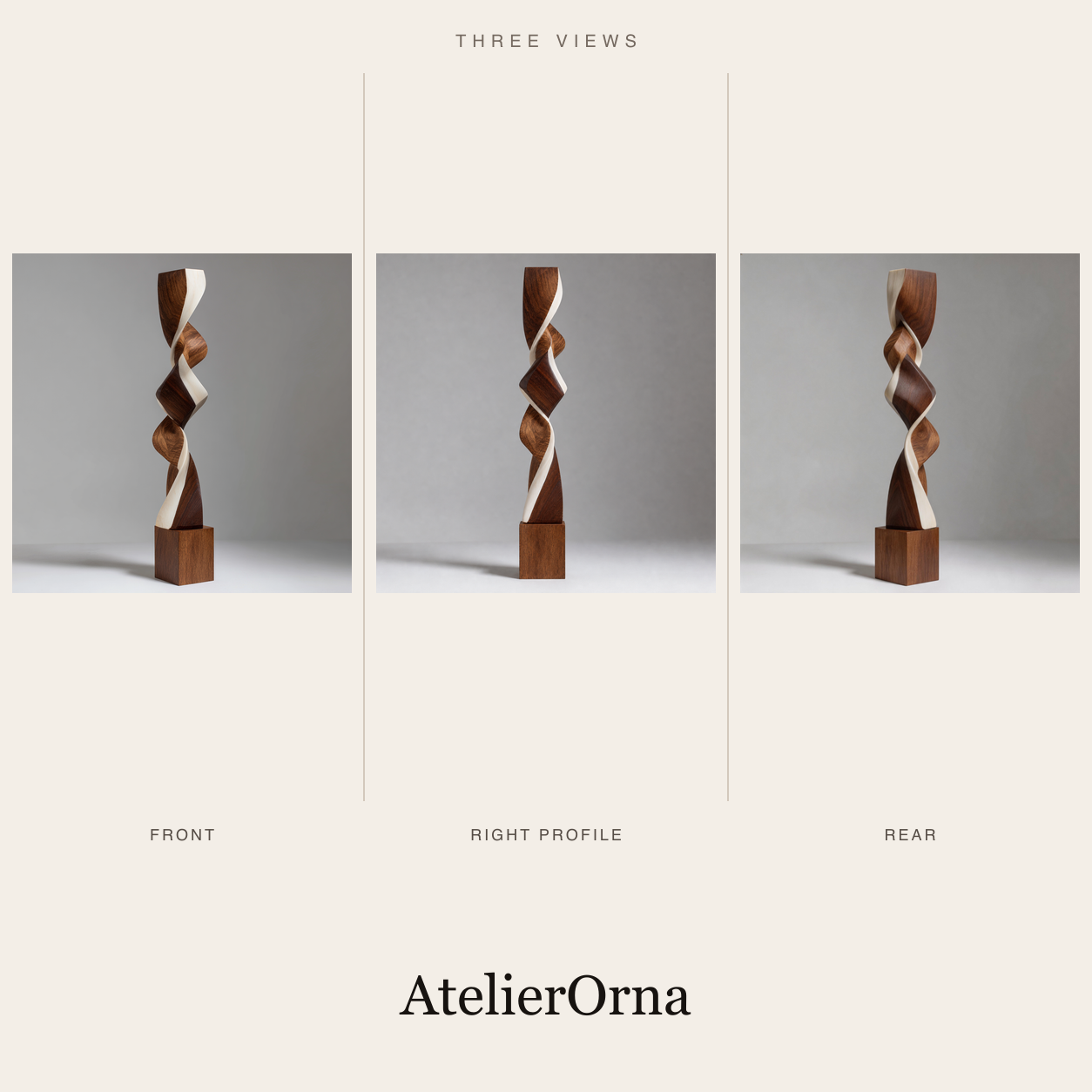 Angular Dual Helix | Large Abstract Wood Sculpture