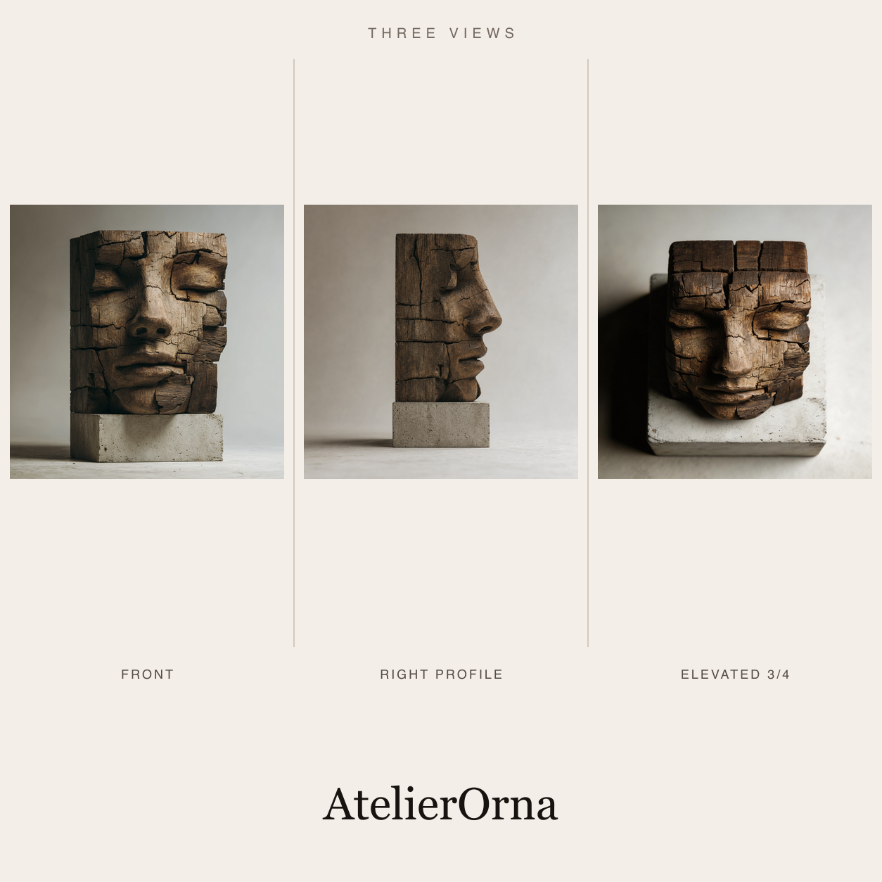 Cracked Eternity | Weathered Wood Face Sculpture