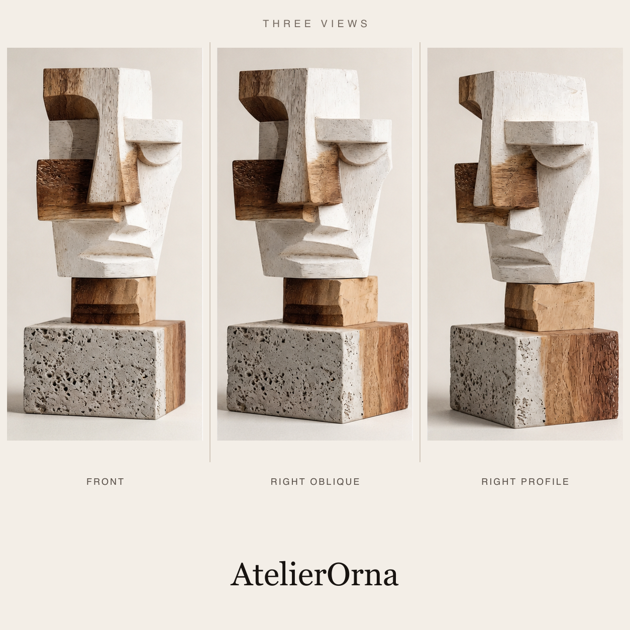 Fragmented Cubist Gaze | Wood Sculpture