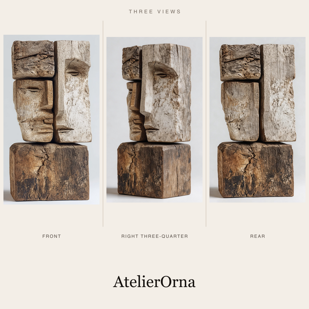 Stacked Dual Face Totem Sculpture