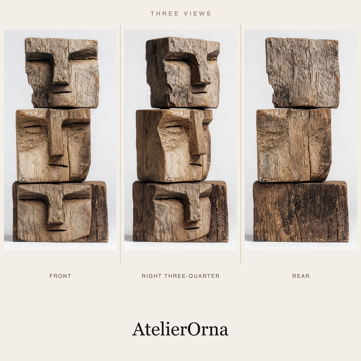 Triple Tiered Primitive Totem Sculpture