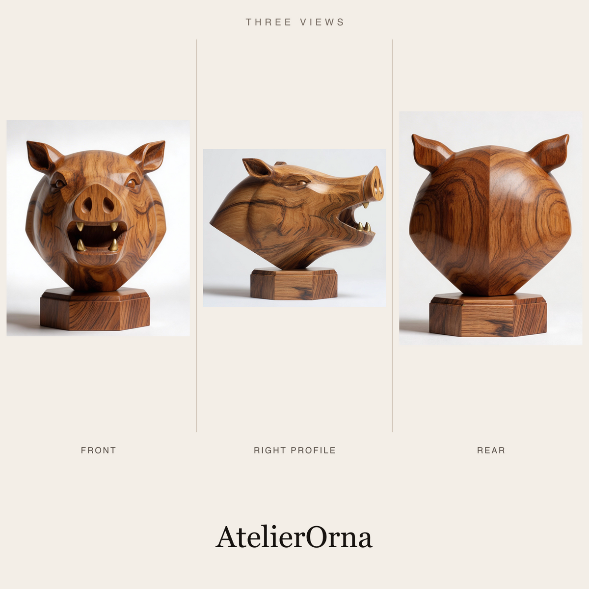 Zebrawood Boar Sculpture