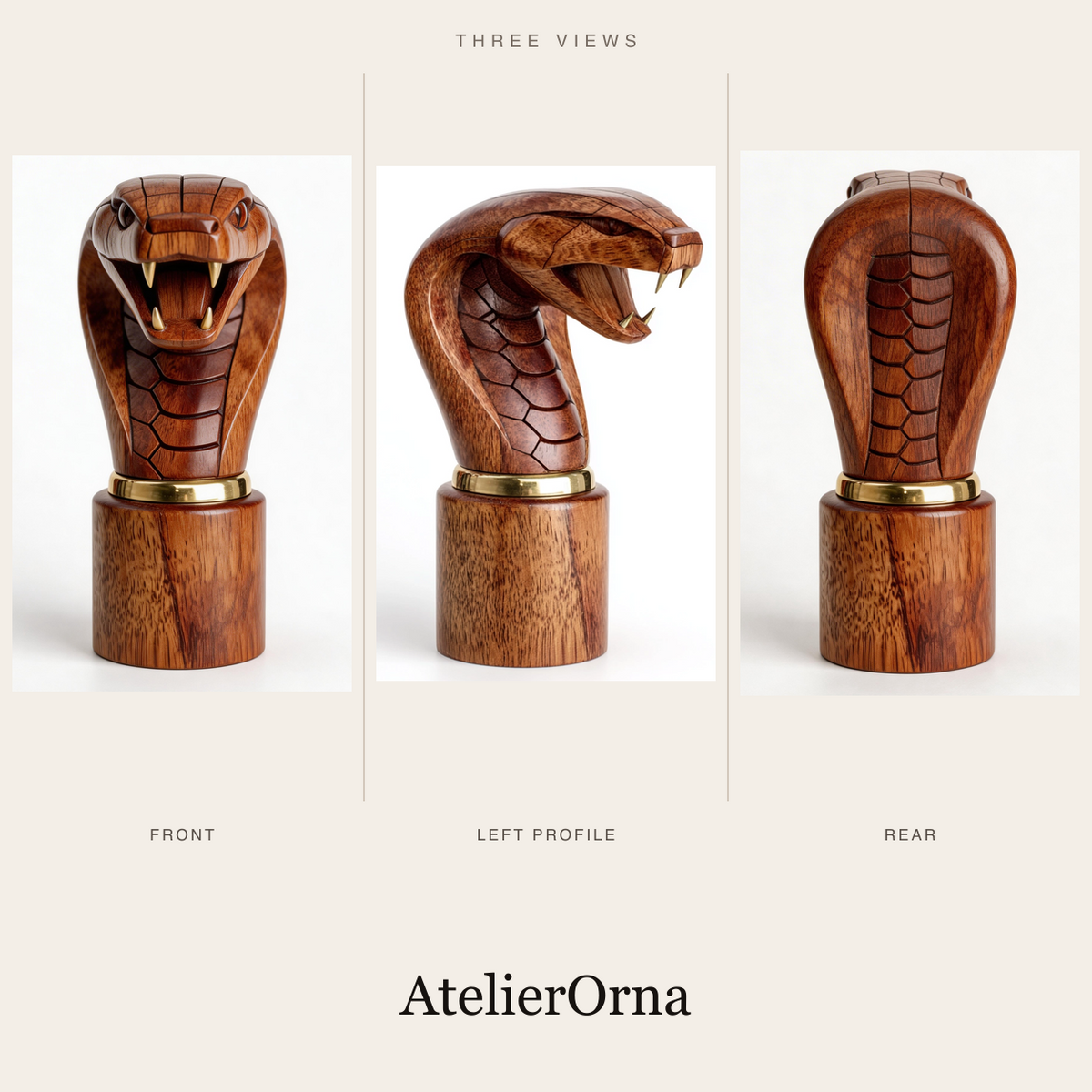 Faceted Spectacled Cobra Bust