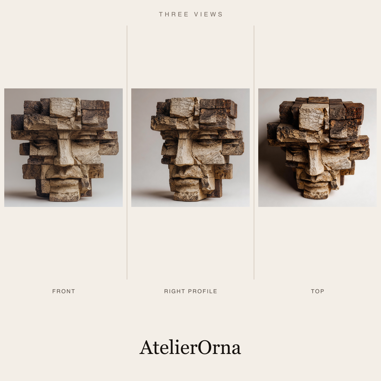 Ancestral Block | Weathered Wood Head Sculpture