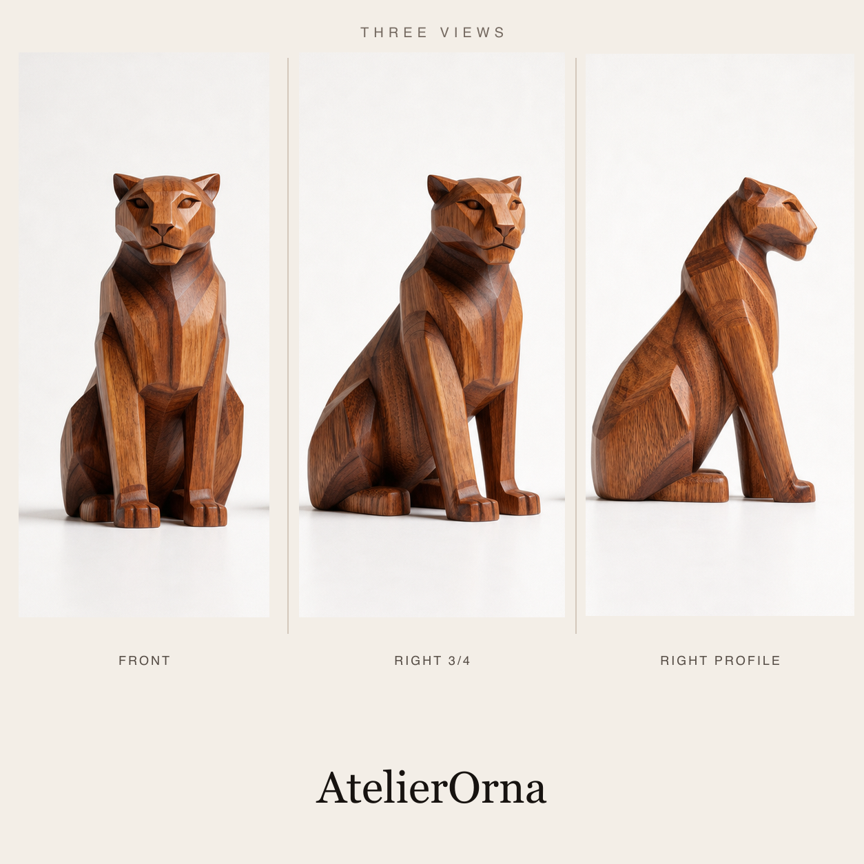Geometric Panther Sculpture