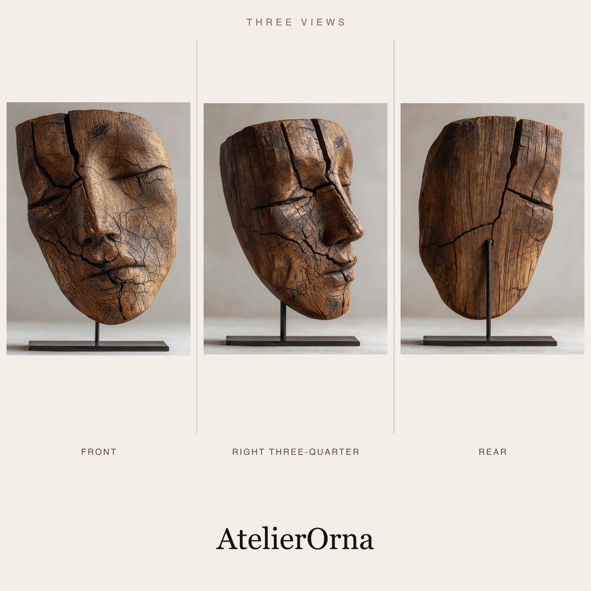 Split Eroded Visage Sculpture
