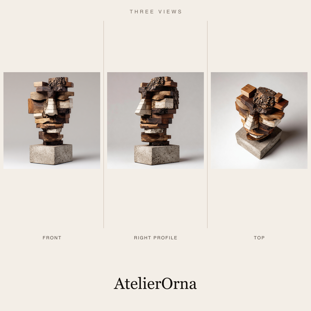 Fragmented Legacy: The Mosaic Visage | Wood Sculpture