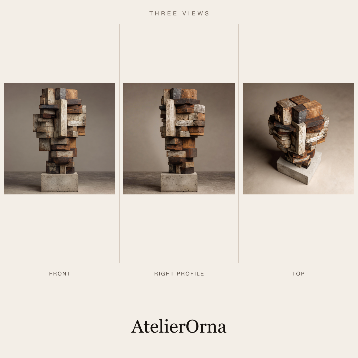 Weathered Block Totem | Reclaimed Wood Sculpture