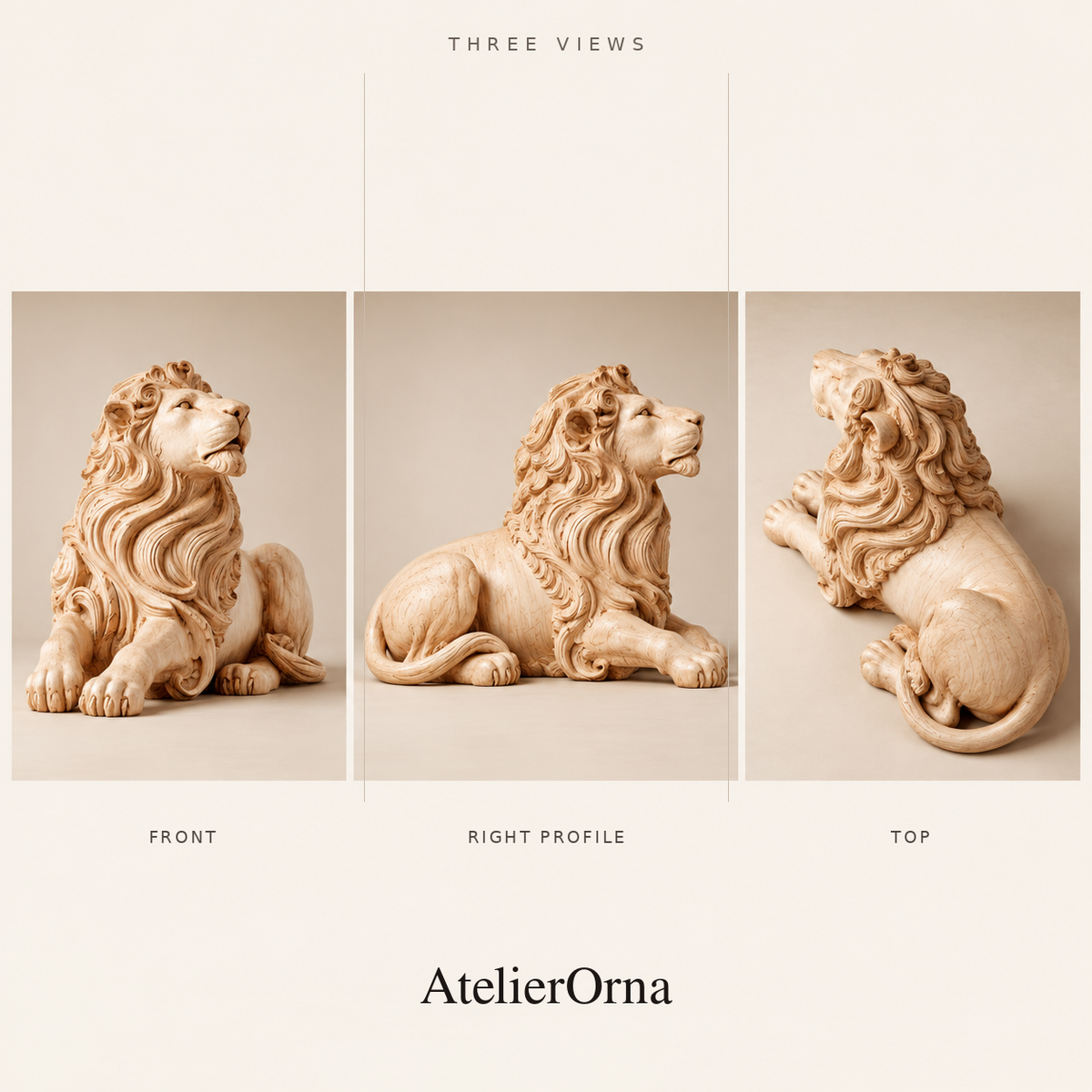 Serene Monarch: The Hand-Carved Reclining Lion Sculpture | Wood Sculpture