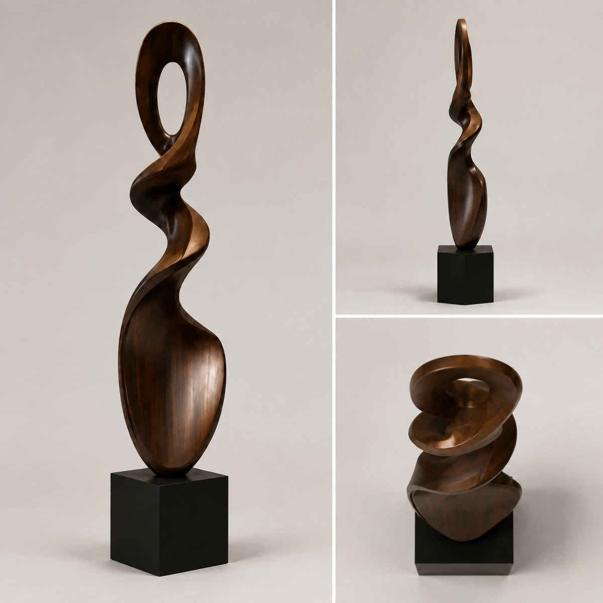 Large Wood Sculpture | Loop Twist Form