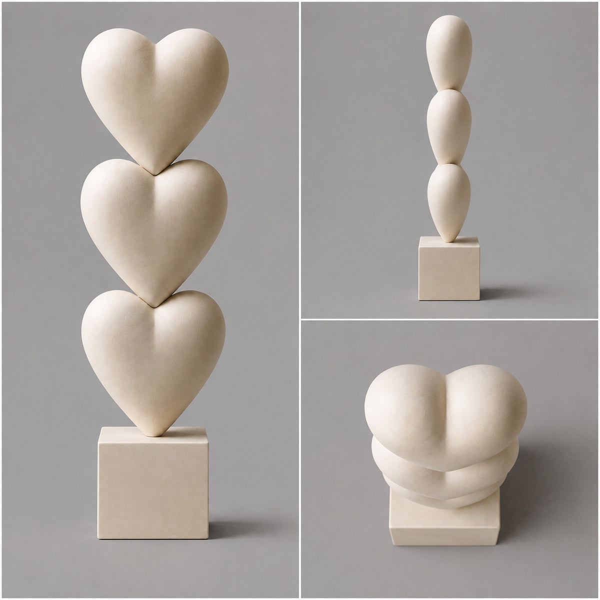 Large Wood Sculpture | Stacked Heart Serenity