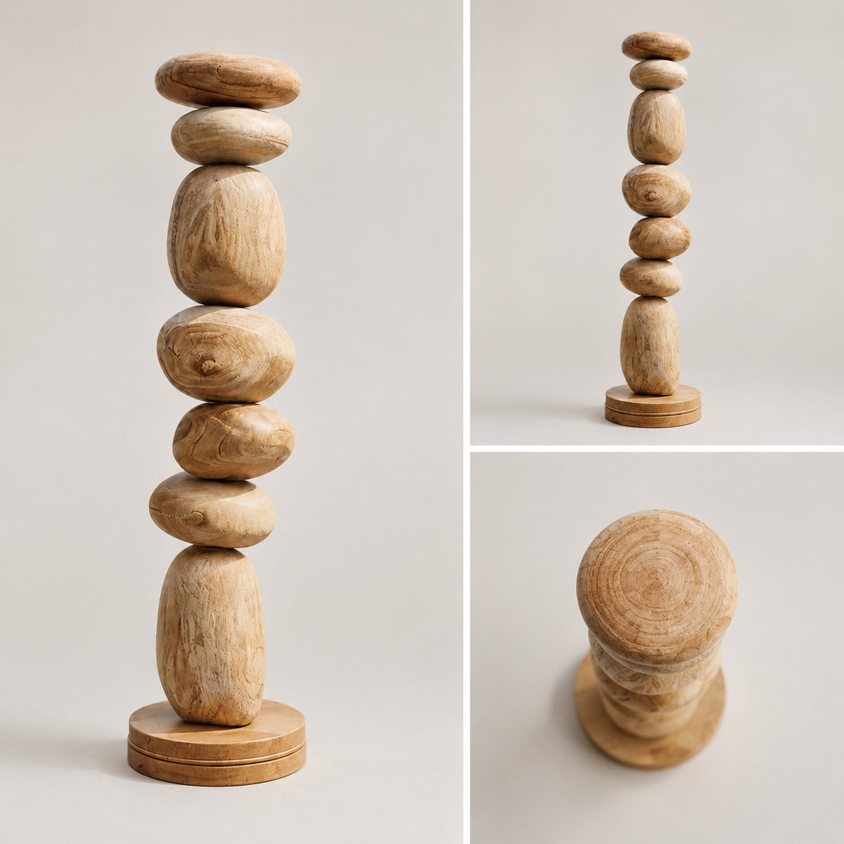 Large Wood Sculpture | Stacked Light Cairn