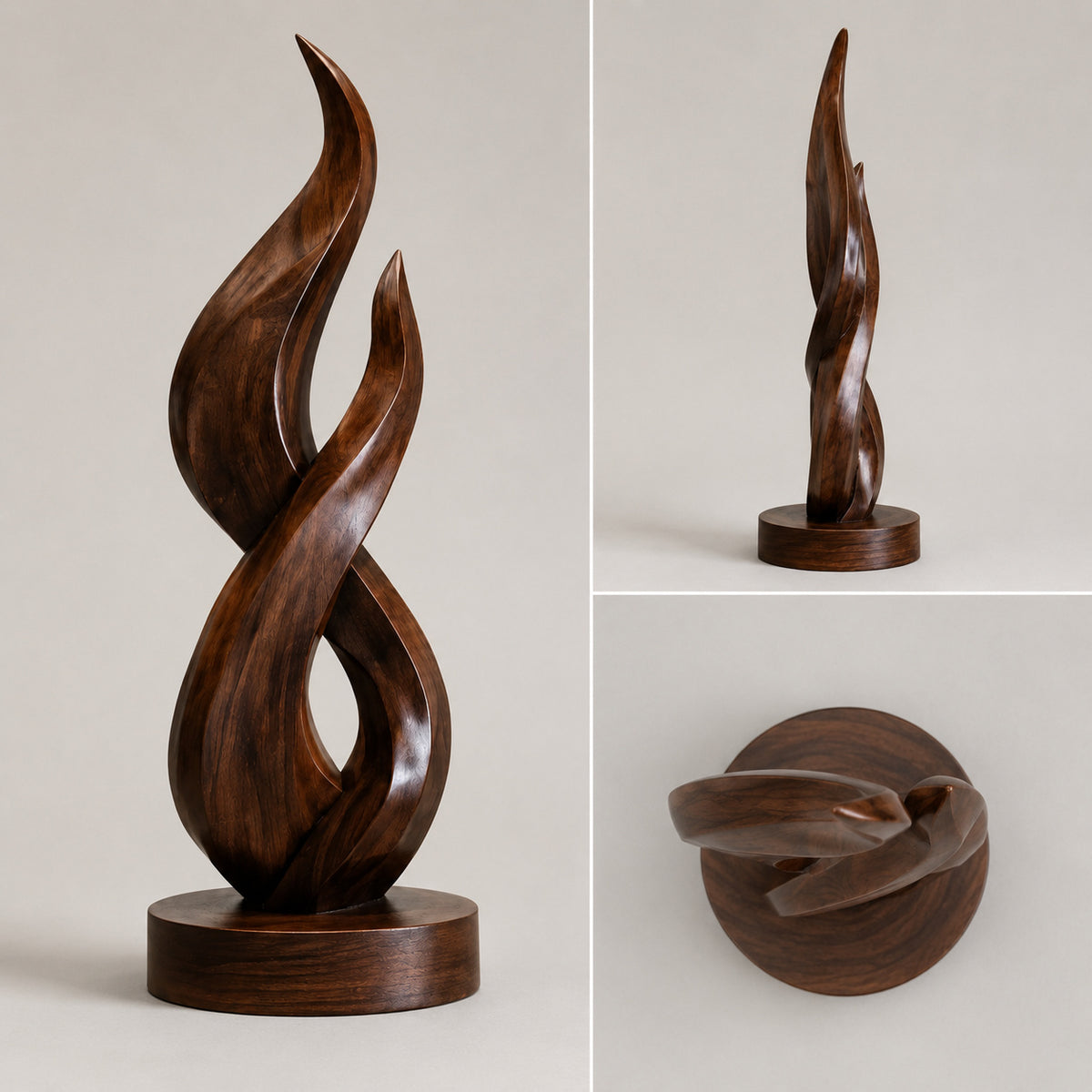 Large Wood Sculpture | Entwined Flames