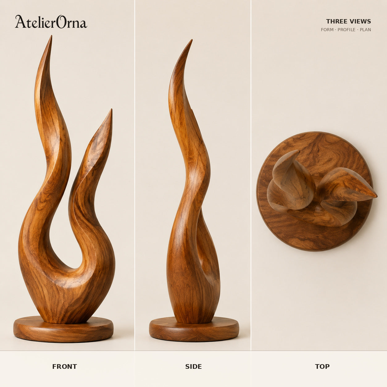 Large Wood Sculpture | Twin Flame Swell