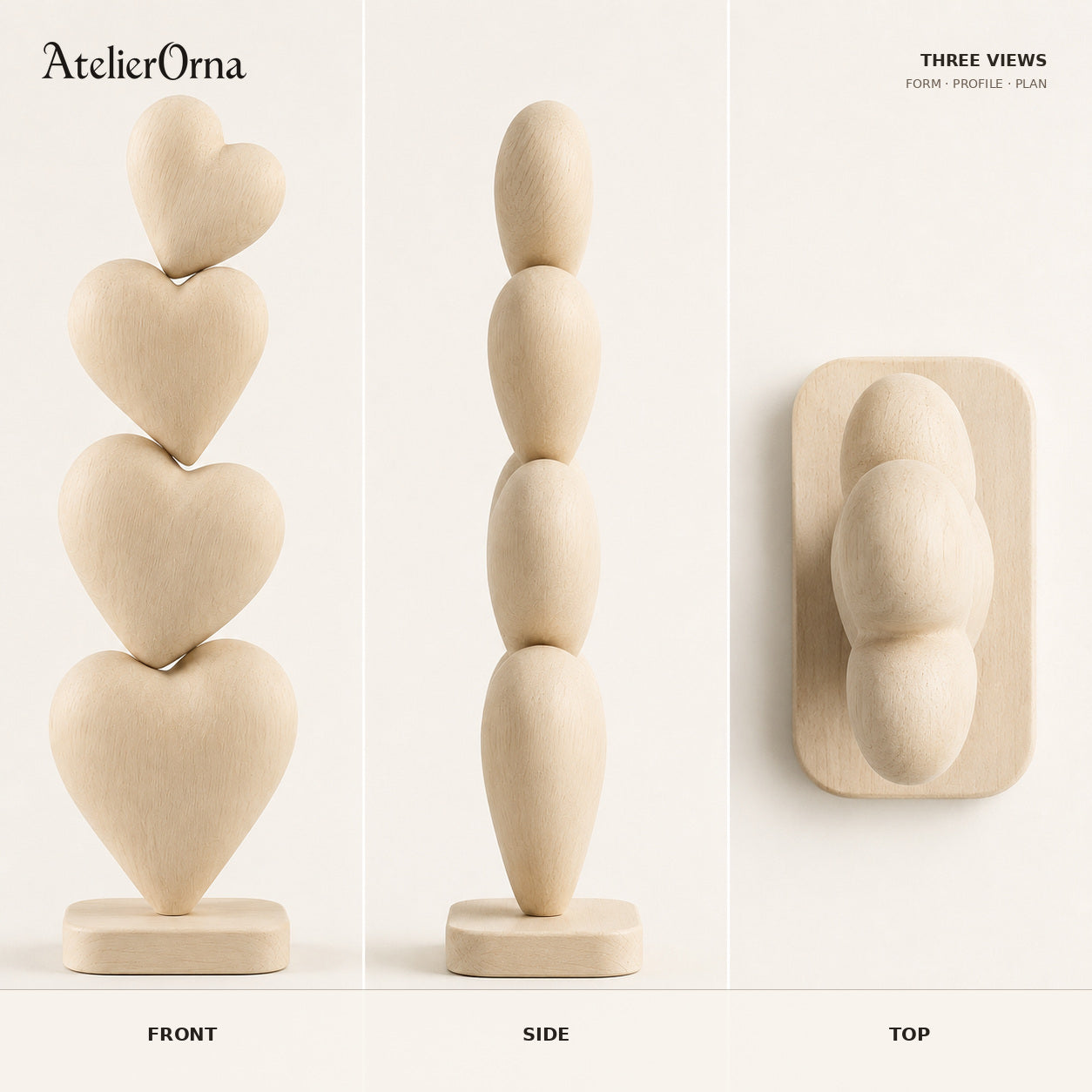 Large Wood Sculpture | Hearts Ascending