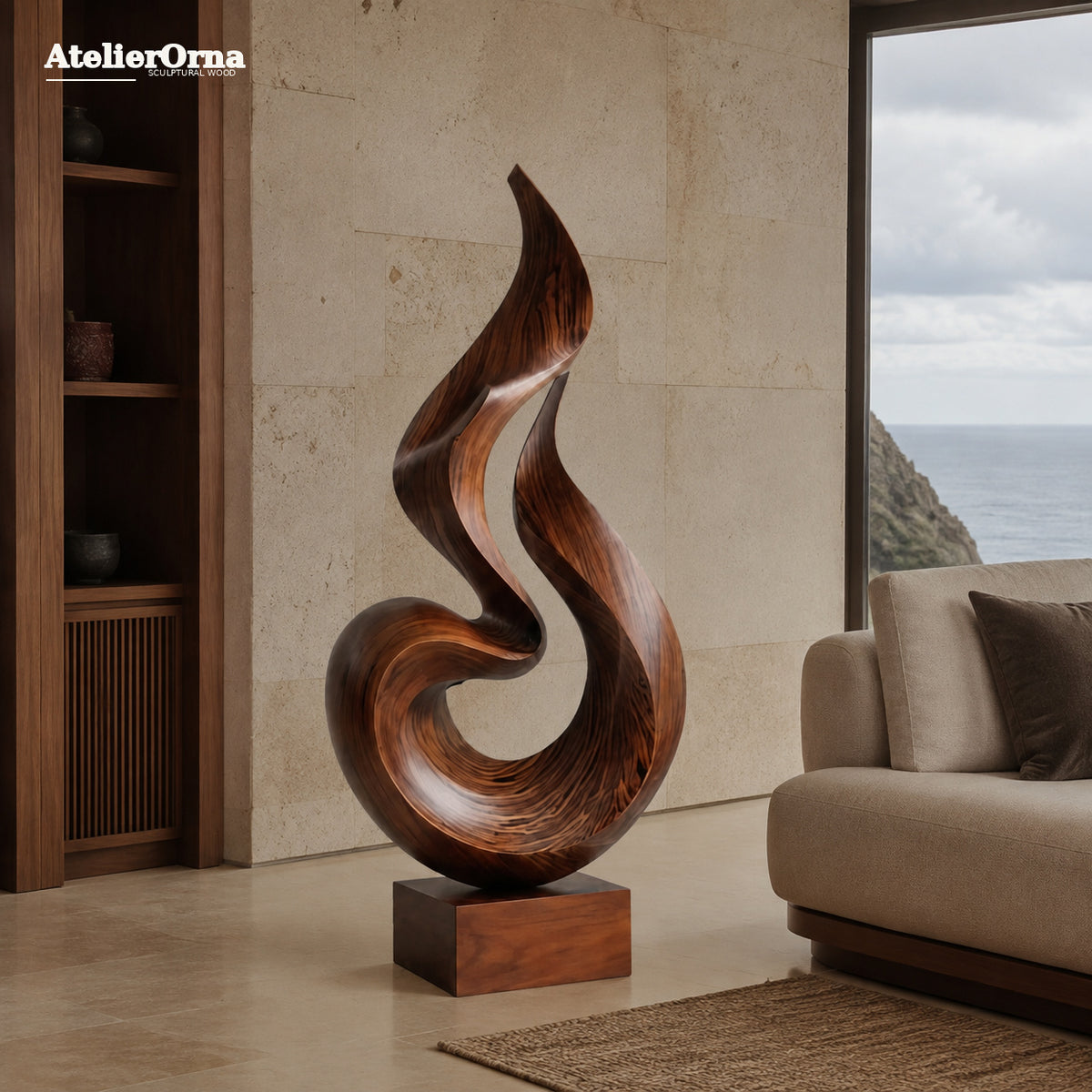 Large Wood Sculpture | Flame’s Embrace