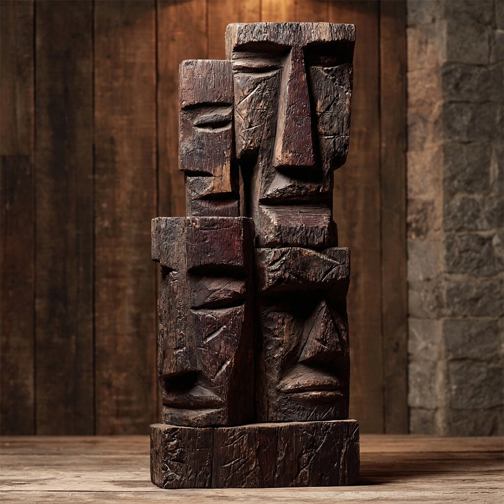 Faces of the Collective  | Wood Sculpture