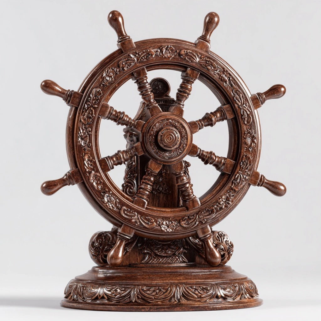 Voyager’s Legacy: The Carved Helm | Wood Sculpture