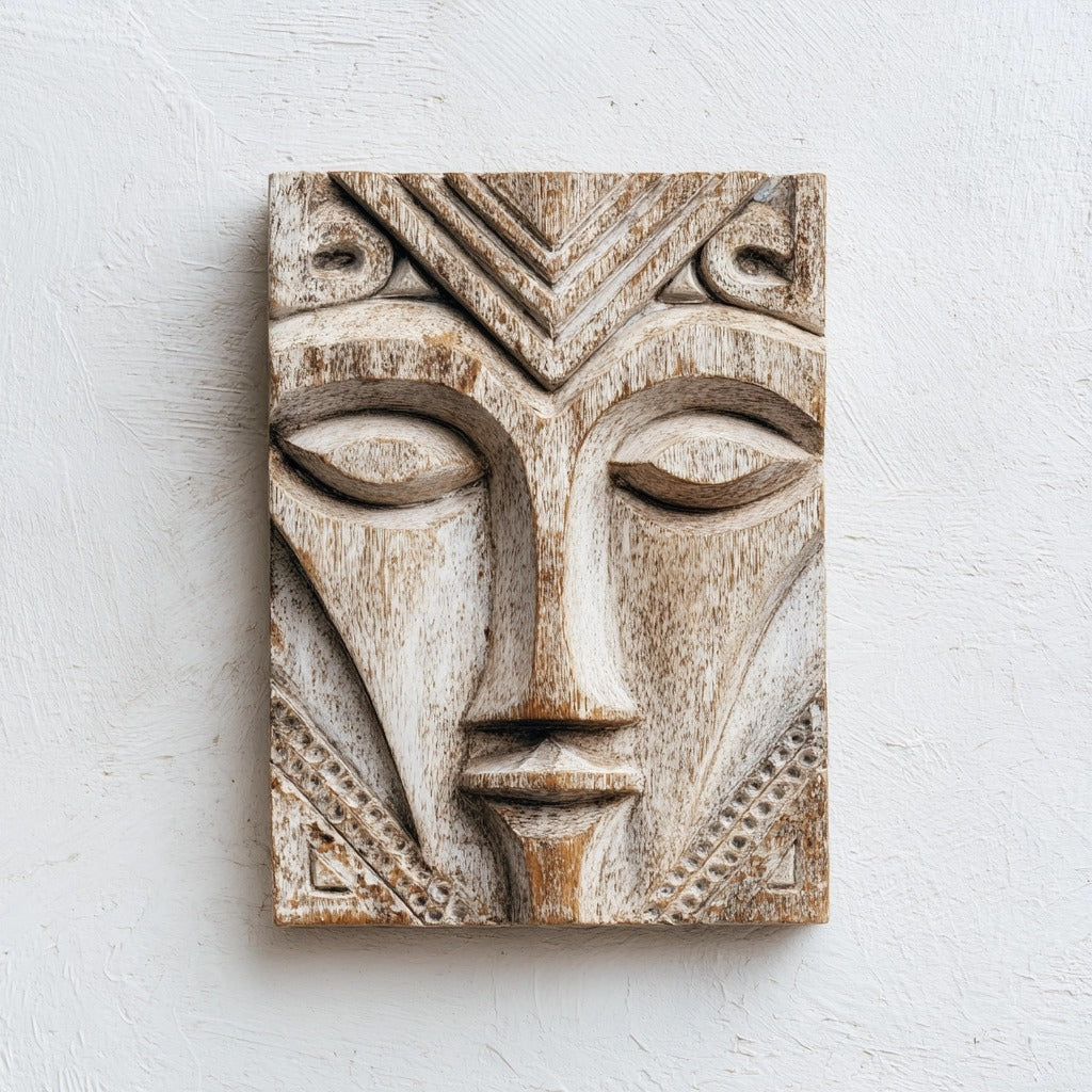 Ancestral Serenity: The Tribal Wood Relief ｜ Wall Sculpture