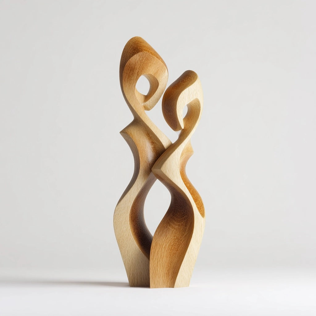 Eternal Embrace: Fluid Unity｜ Wood Sculpture