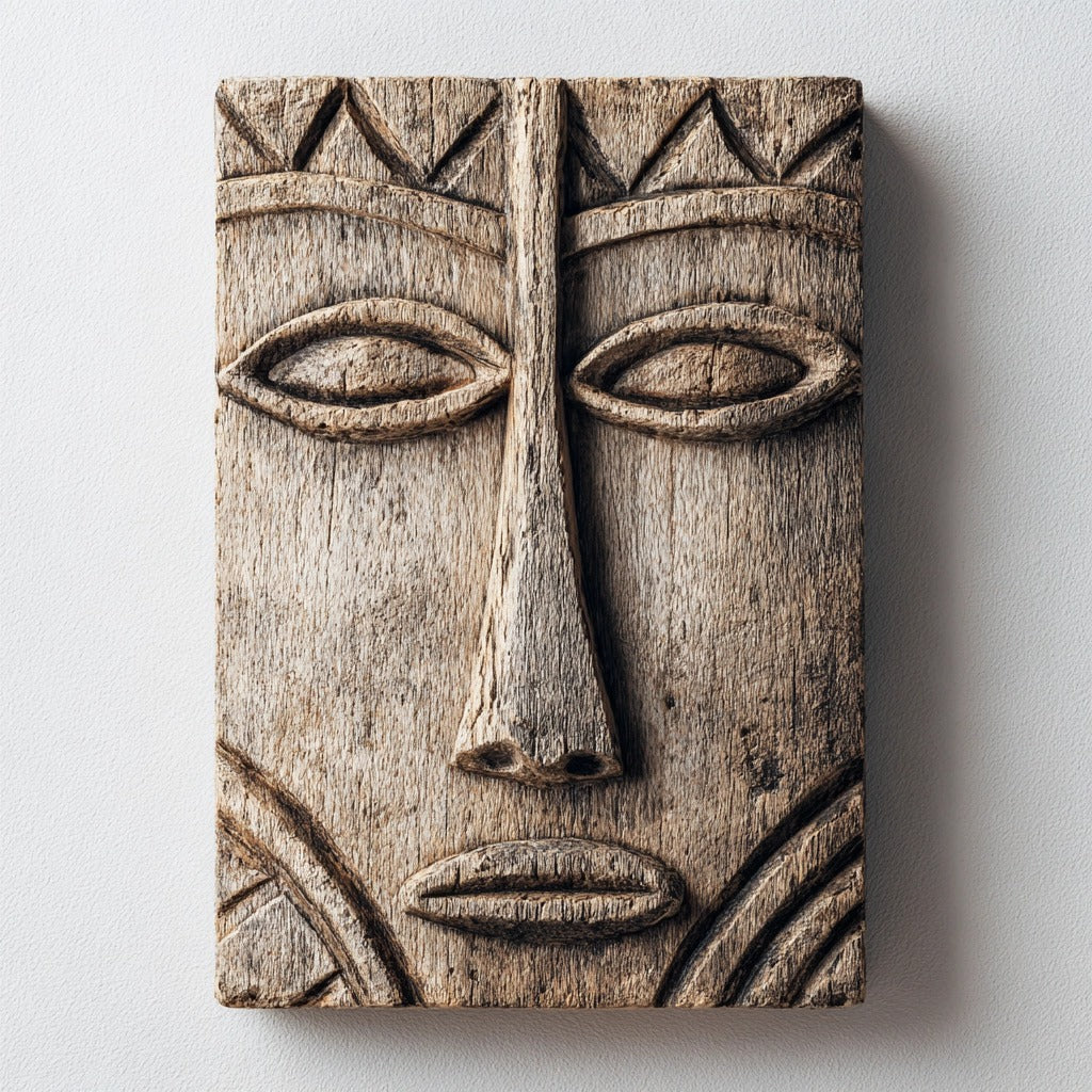 Tribal Relic: The Carved Wood Face Mask ｜Wood Sculpture