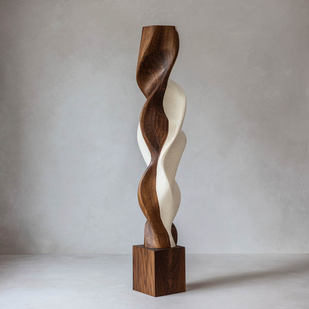 Soft Intertwined Helix    | Large Wood Sculpture