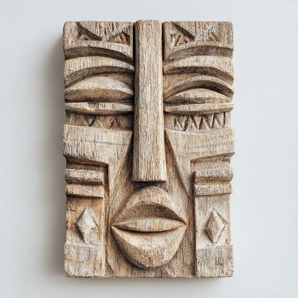 Tribal Totem: The Layered Carved Wood Face Mask ｜Wood Sculpture