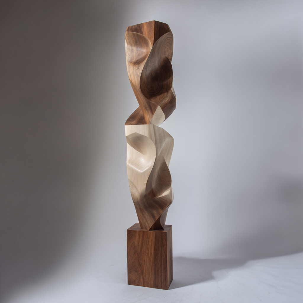 Segmented Contour Twist    | Large Wood Sculpture