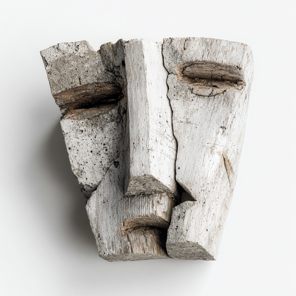Fractured Dialogue: The Split Wood Face Mask｜Wood Sculpture