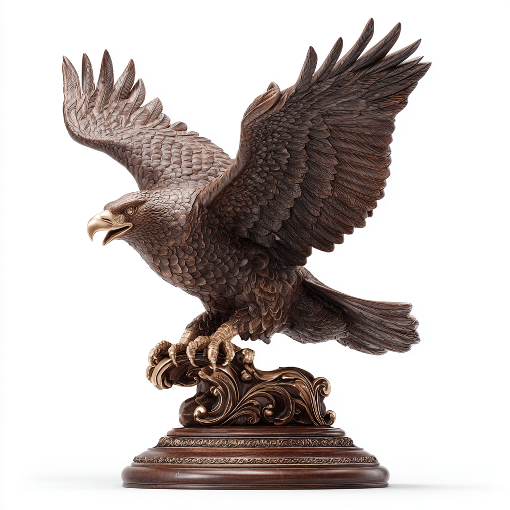 Victory Soar: The Hand-Carved Gilded Eagle Sculpture | Wood Sculpture